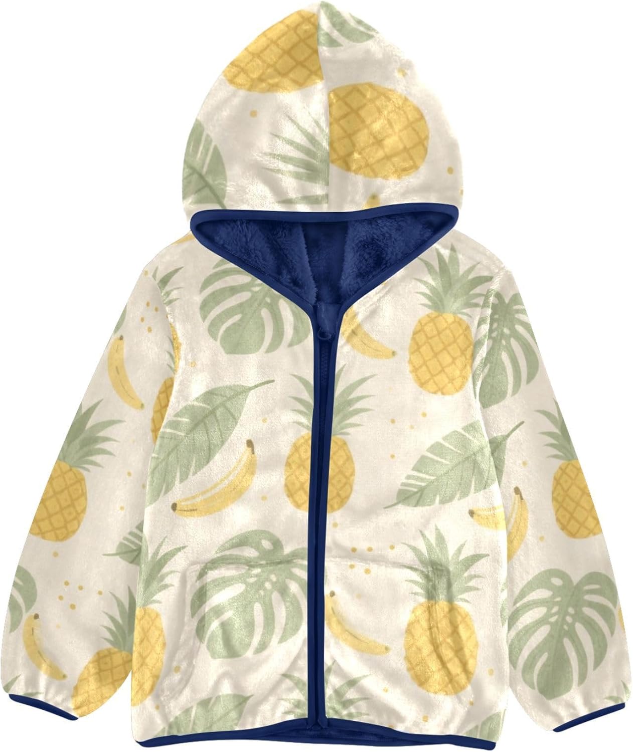GuoChe Pineapple and Tropical Leaf Toddler Fleece Jacket Outerwear Jackets