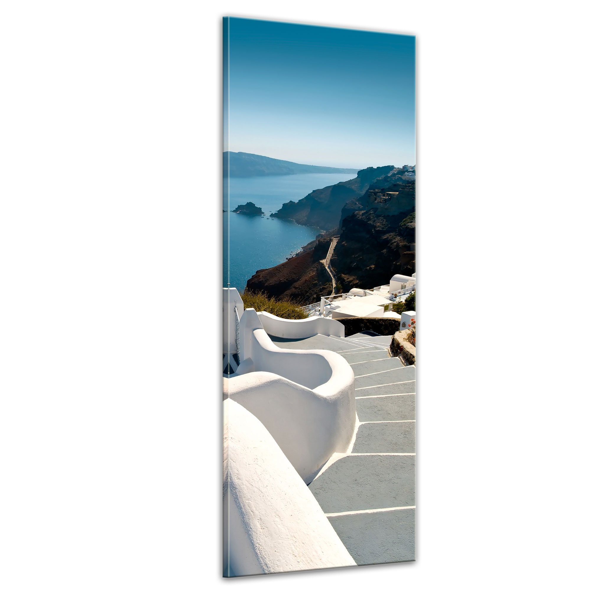 Mer Méditerranée et escaliers de Santorin impression d'art 50x160 cm voyage en Grèce