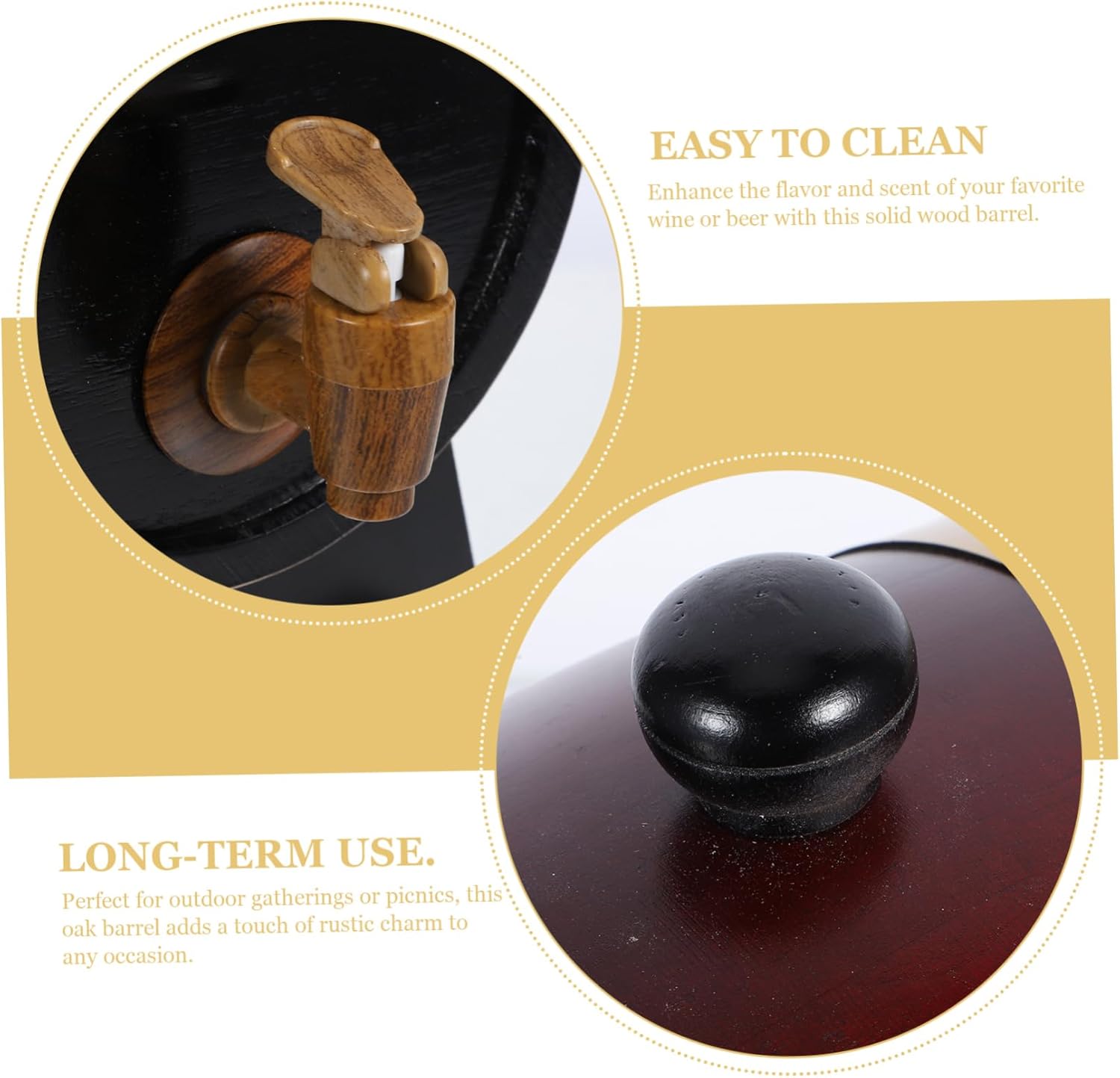 Oak Barrel for Spirits Solid Wood Wine Barrel Dispenser Home Bar Decor