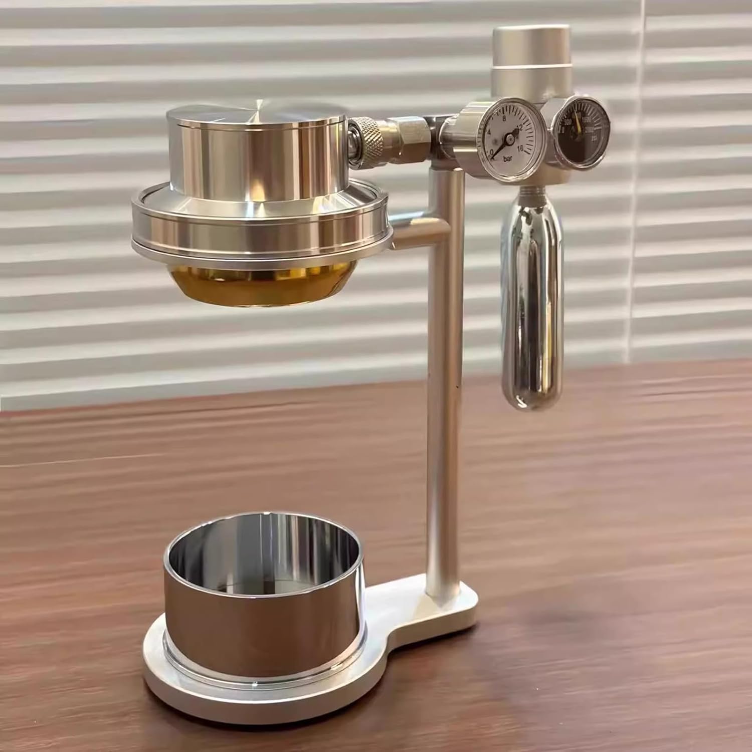 Pneumatic Coffee Machine, 58mm Stainless Steel Coffee Maker, 9 Bar Fast Extraction, With Pressure Gauge & Pressure Relief Valve, For Home, Camping, Travel