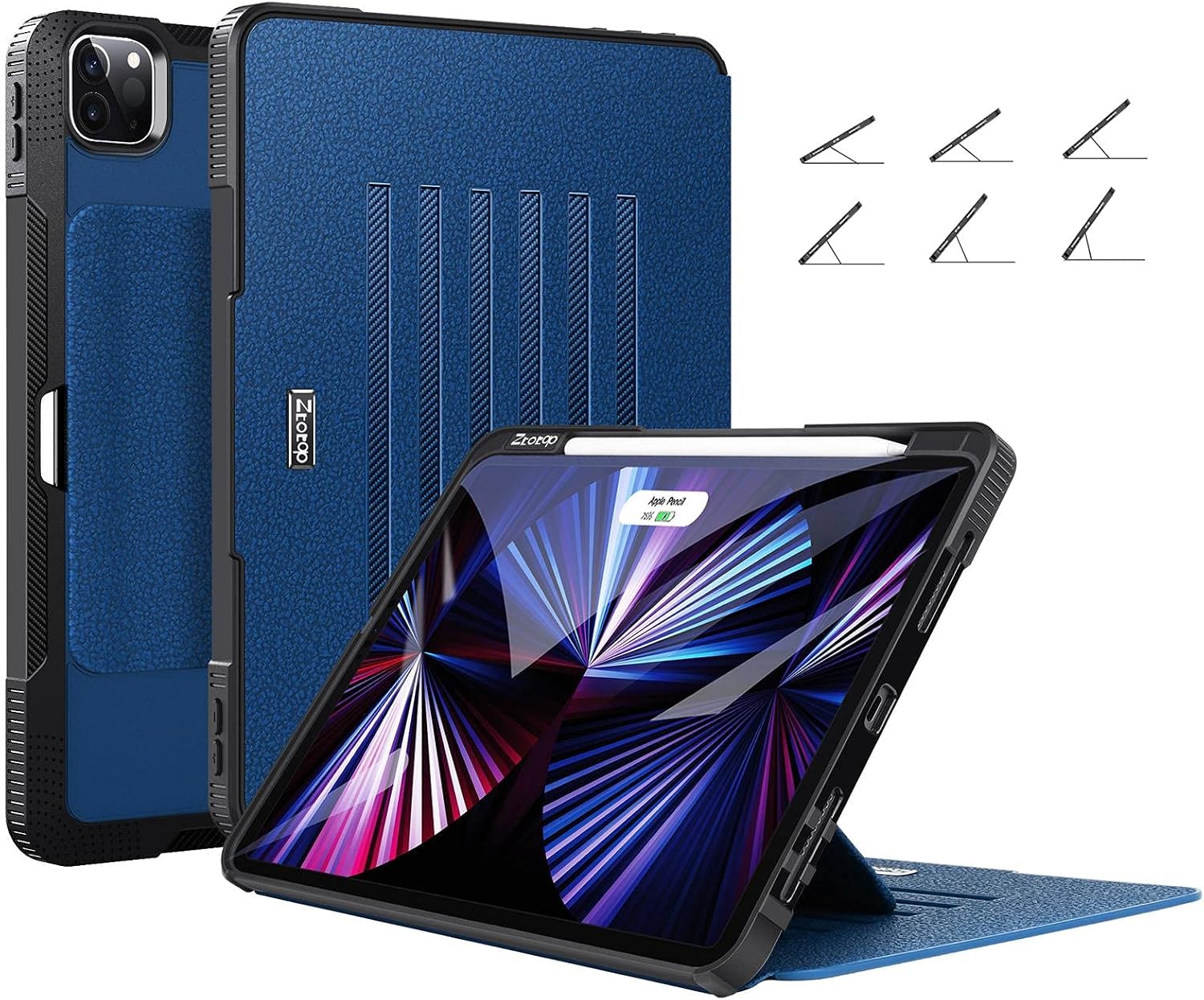 ZtotopCases for iPad Pro 11 Case 2021/2020, iPad Pro 11 3rd/2nd Generation Case Strong Magnetic Cover with Pencil Holder Auto Wake/Sleep, 6 Viewing Angles Stand Case for iPad Pro 11 inch, Blue