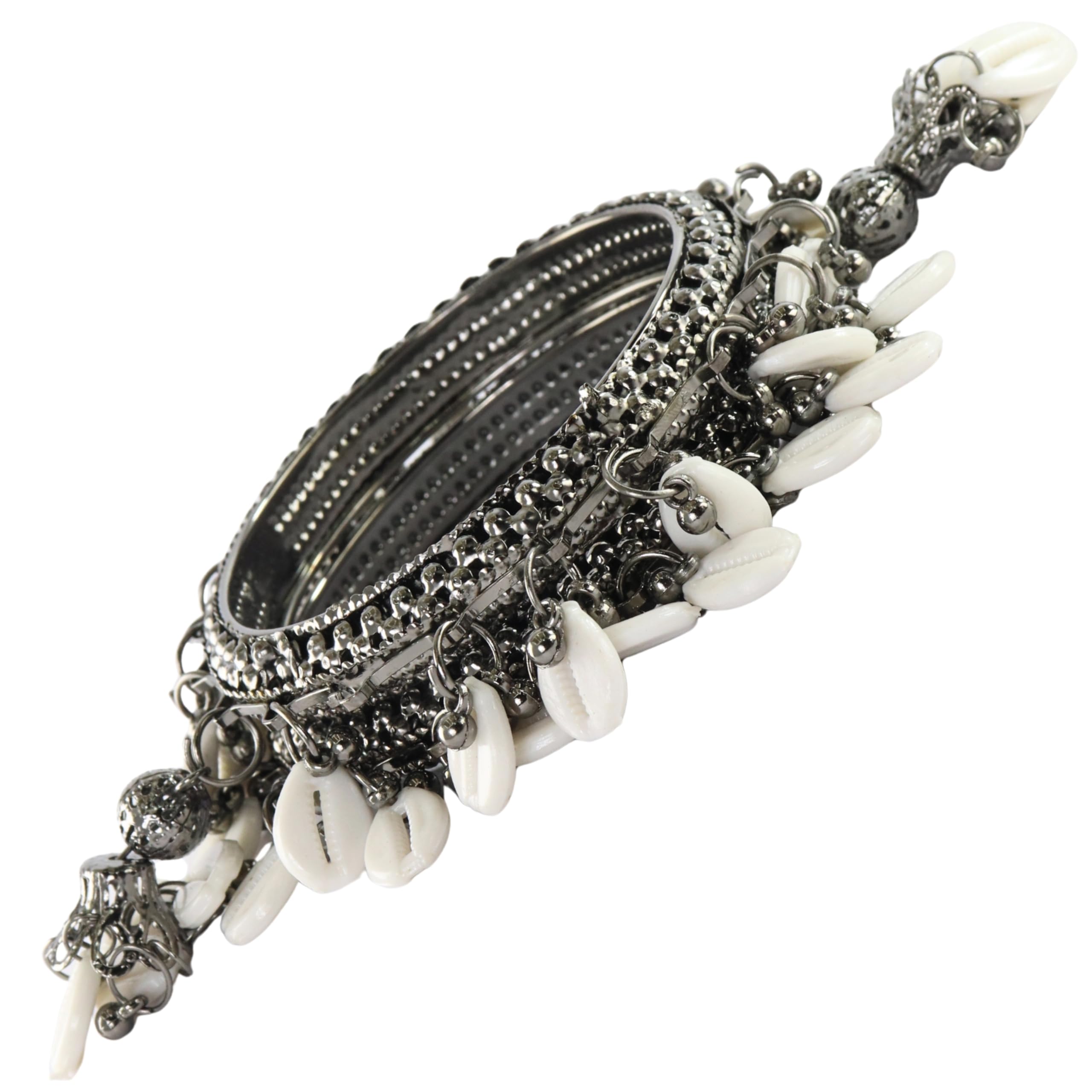 Premium Oxidised Metal Kashmiri Latkan Kada With Kaudi Ghungroo Work For Women & Girls | Stylish Jewelry | Trending Ethnic Kangan Set For Girls | Party Wedding Festival - Set Of 2-image-29
