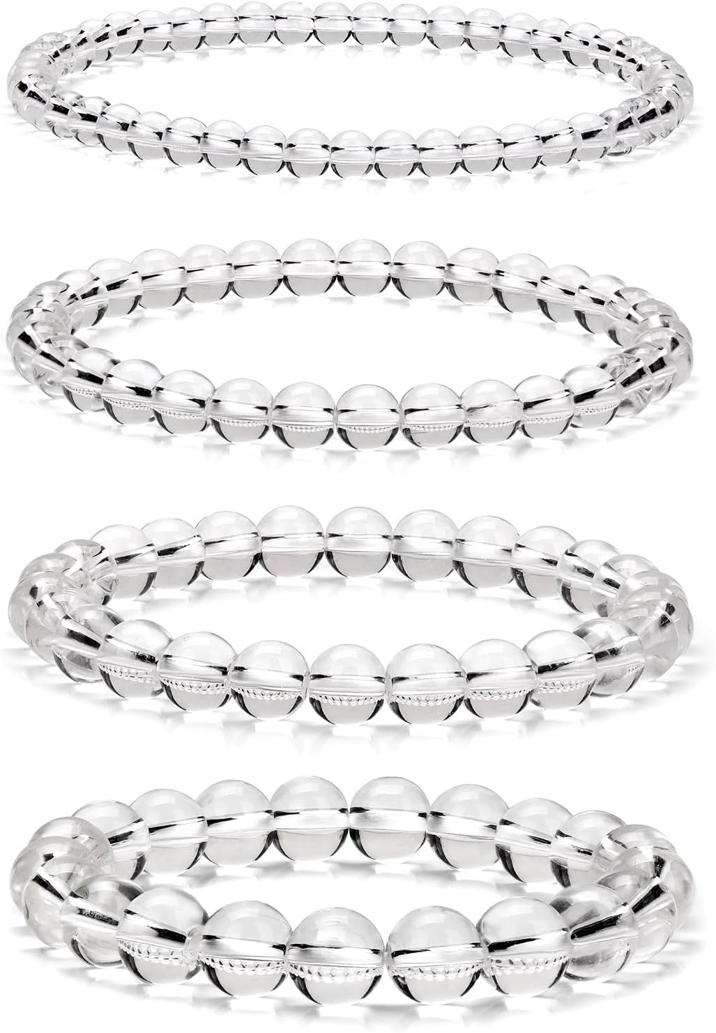 4pcs Beaded Bracelets for Women,Natural Healing Crystal Gemstones Bracelet,Anxiety Stress Relief Bracelet Handmade purple Jewelry Gifts for Women