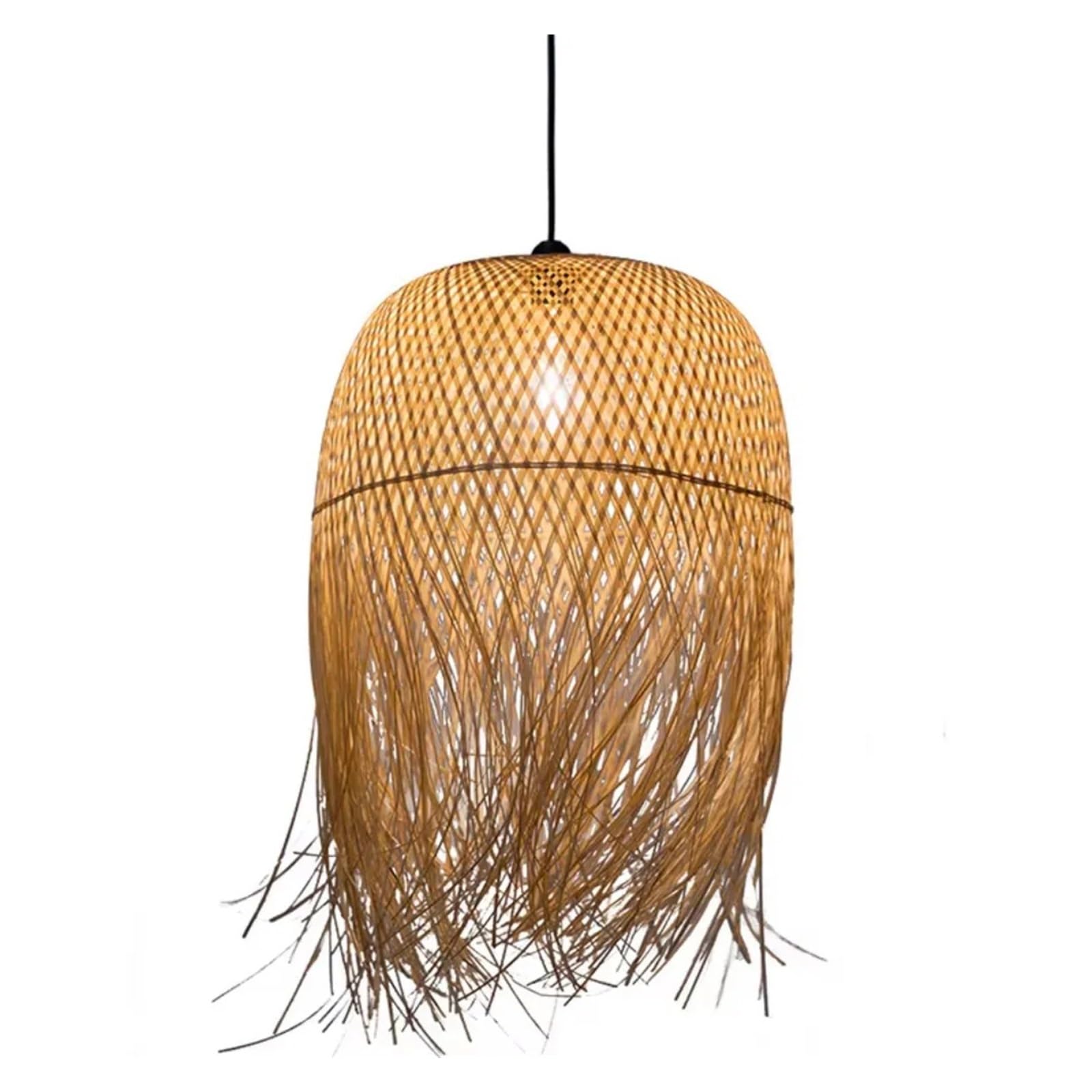 Akdjgfp Width Rattan Lampshade Handmade Wicker Lampshade Pendant Light, Rustic Woven Chandelier(Width)