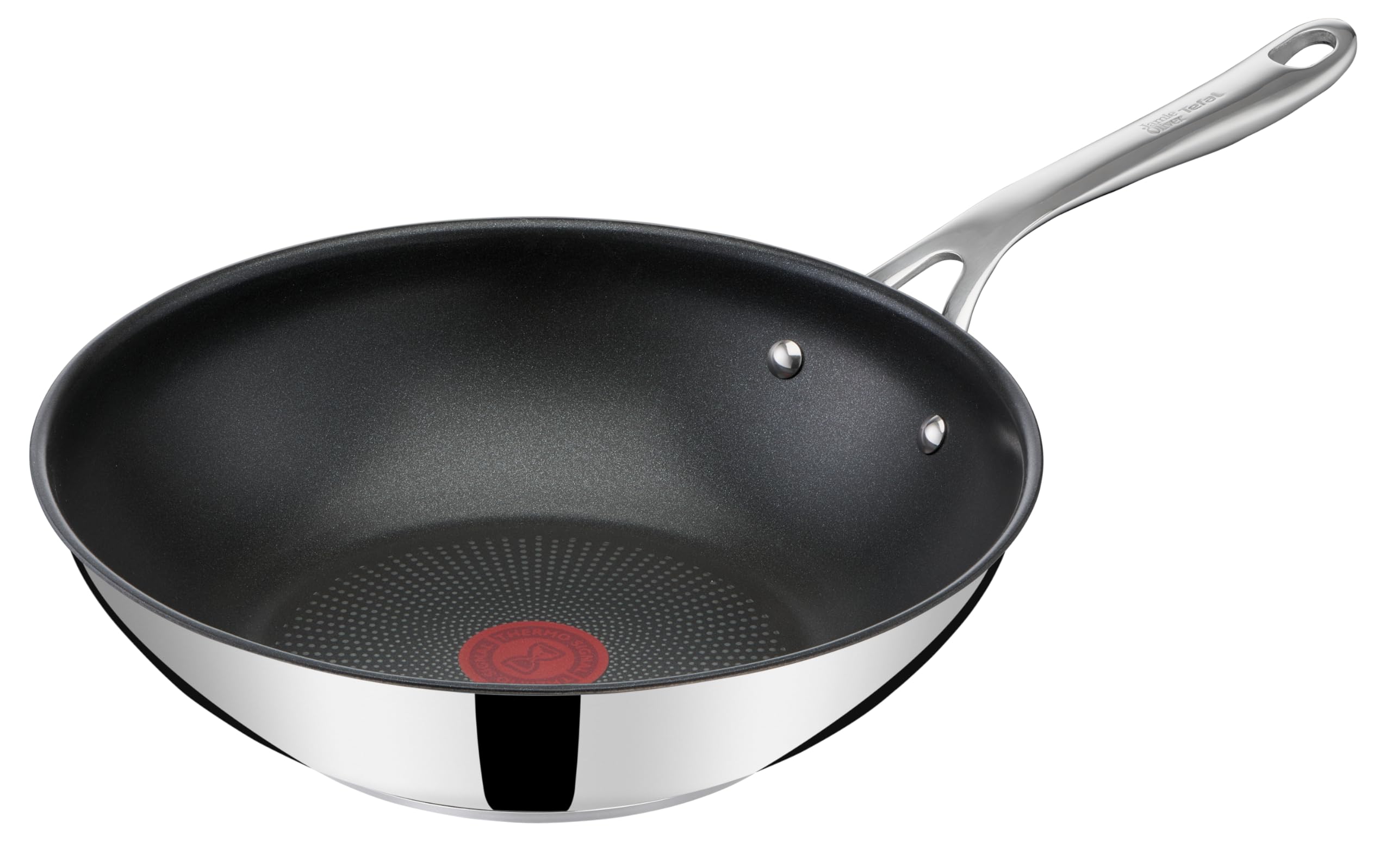 Tefal Jamie Oliver Cook's Direct, poêle wok inox, 28 cm, antiadhésif, induction