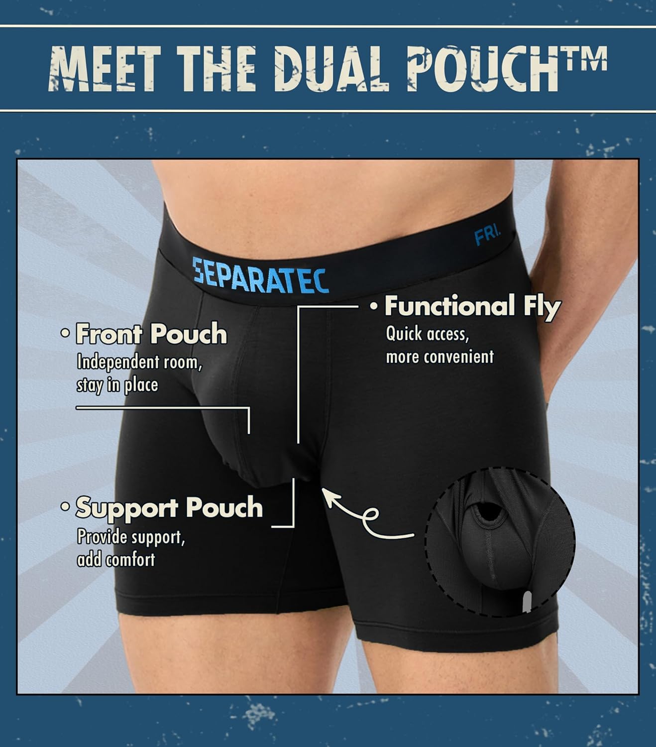 Separatec Dual Pouch Mens Underwear Breathable Cooling Rayon Made from Bamboo Underwear Men, Boxer Briefs and Trunks 7 Pack - Image 3