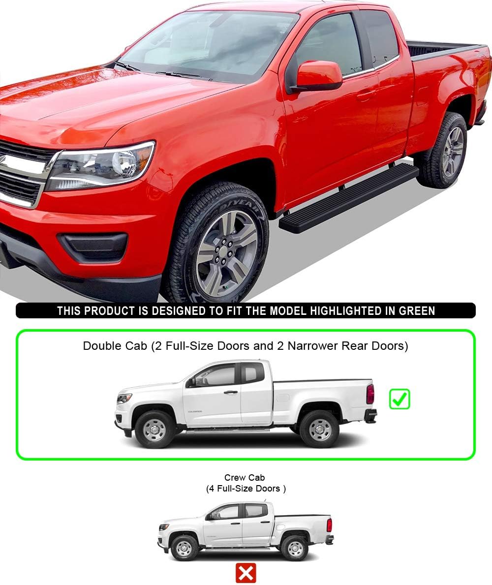HD Ridez Stainless Steel Running Board 6" Black Compatible with Chevy Colorado GMC Canyon 2015-2022 Extended Cab (Nerf Bar Side Steps Side Bars)