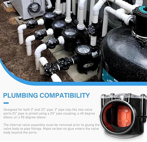 Miniatura 3 de 7305 Pieza de repuesto de 2 a 2.5 pulgadas para válvula de retención Jandy compatible con sistema de piscina de tierra, bañera y spa 180-Dgree