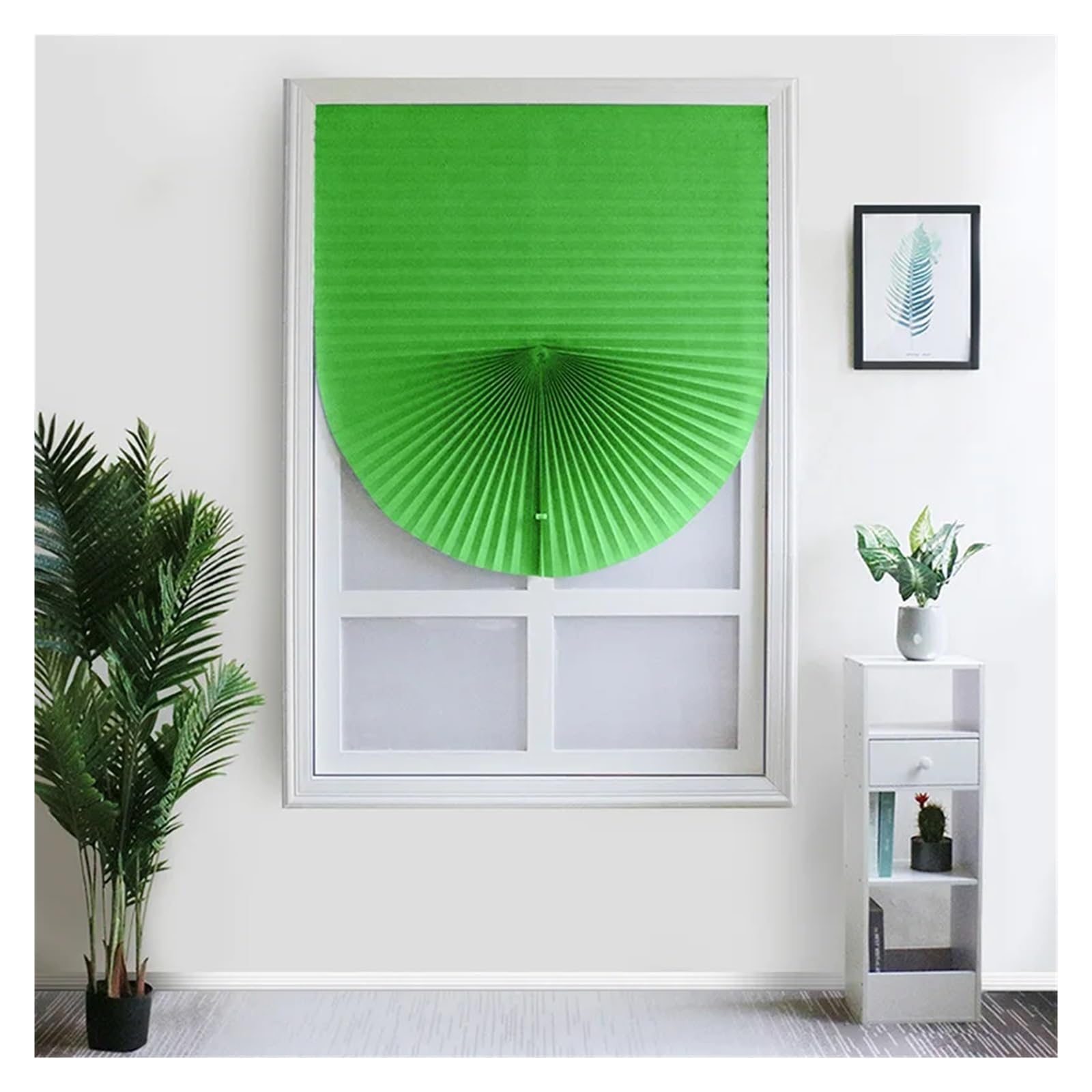 Temporary Blinds Non-Woven Shading Pleated Blinds Self-Adhesive Living Room Semi-Shading Curtains Kitchen(Green,90x150cm)