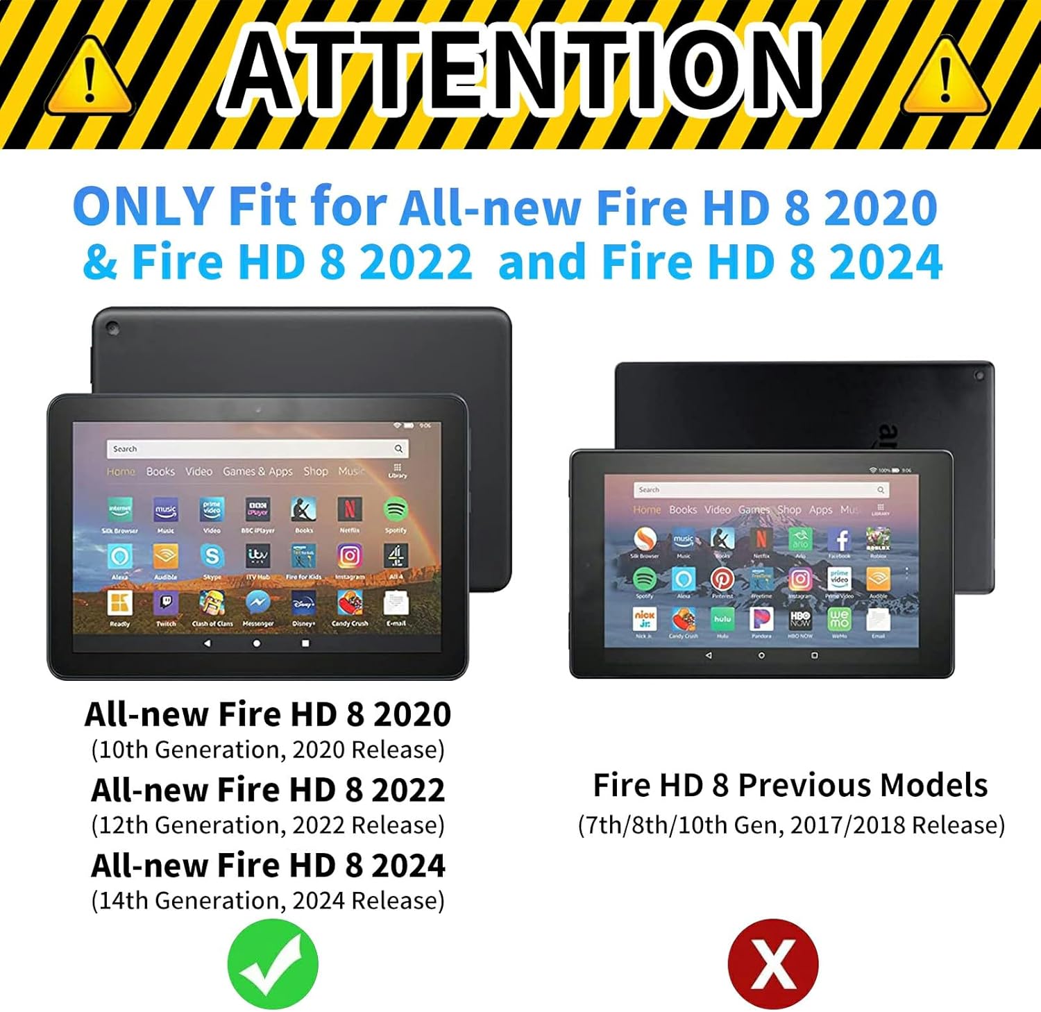 for Amazon Fire HD 8 Tablet Case (12th/10th Generation, 2024/2022/2020 Release)-Slim PU Leather Adjustable Stand Smart Cover with Auto Wake/Sleep,Shark