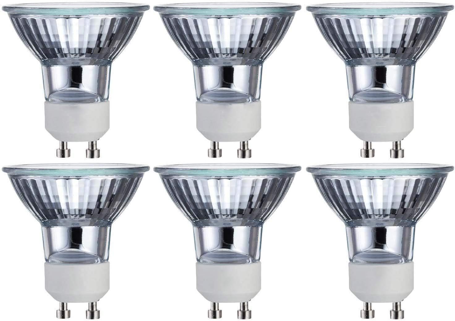 Promotion: Halogen 50 Watt, GU10 Base, 120 Volt, MR16 With UV Glass Cover, W50MR16/FL/GU10, 6 Pack (50W)