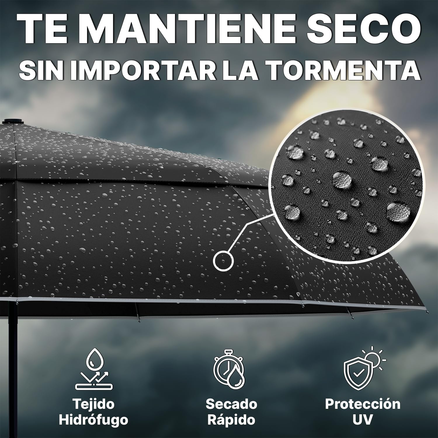 Royal Walk Paraguas de viaje plegable resistente al viento, compacto y fuerte, mango de madera auténtica, apertura automática, doble toldo ventilado para hombres y mujeres, Black, L, Moderno