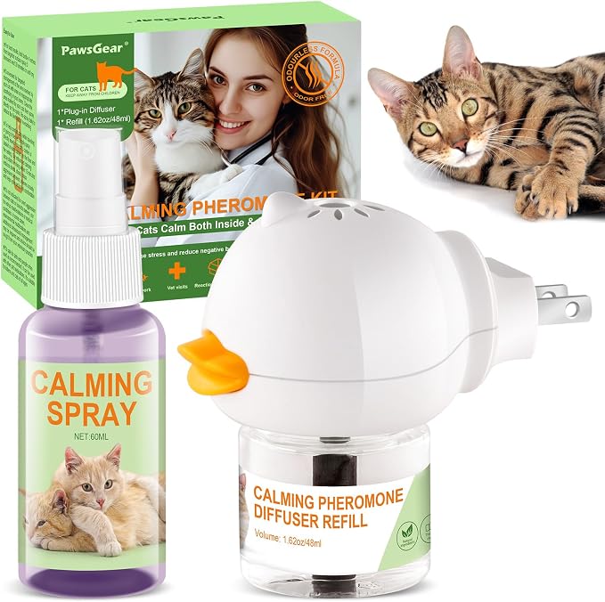 View of Cat Calming Pheromone Diffuser and Spray,Relieve Anxiety Stress Reduce ...