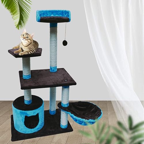 BPS Árbol Rascador Gato Juguete para Gatos con Base Bola Casa y Arco Superior Materiales Rugoso Tamaño…