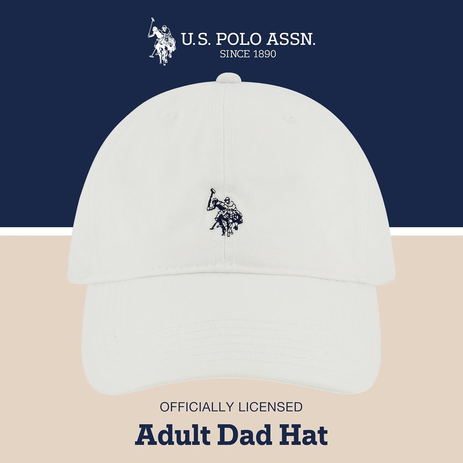 U.S. Polo Assn. Baseball Cap, 100% Cotton Adjustable Dad Hat with Small Pony Logo