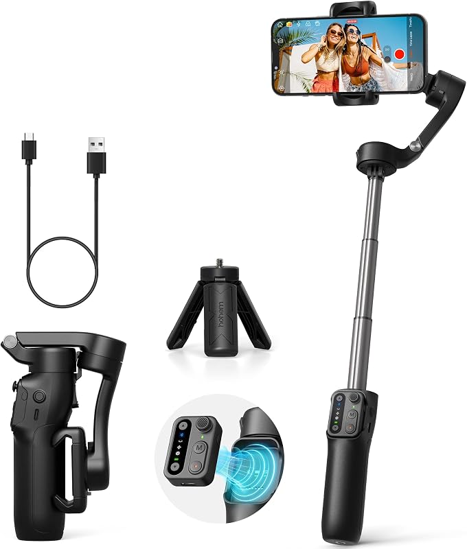 iSteady X3 SE Plus 3-Axis Gimbal Stabilizer for iPhone & Android | Detachable Remote, iSteady 8.0 Anti-Shake, 8" Extension Rod, Foldable 0.85lb Design, Hohem Joy App, 11H Battery