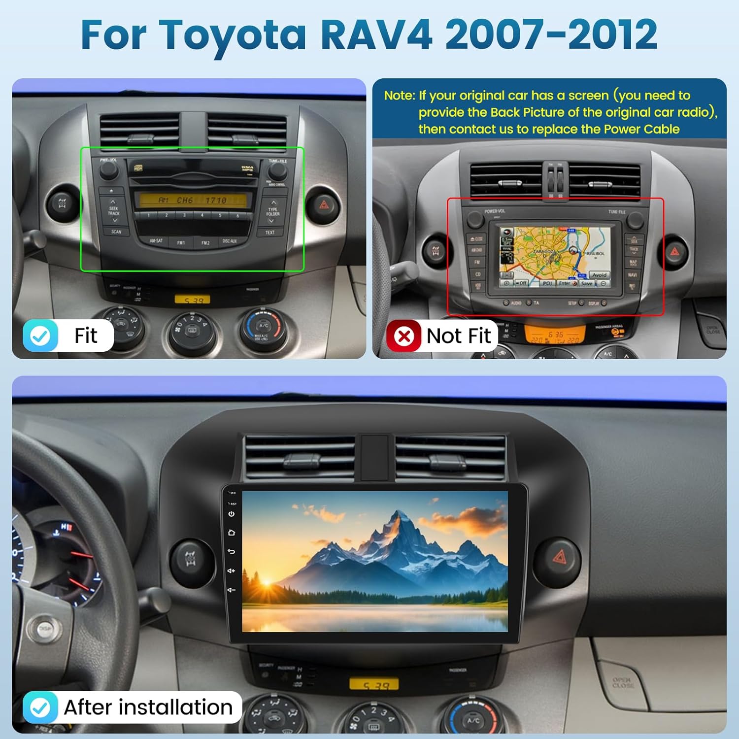 2G+64G for Toyota RAV4 Radio 2007 2008 2009 2010 2011 2012, 10 inch Touch Screen Toyota RAV4 Android Car Stereo with Carplay/Android Auto/EQ Audio/SWC/Bluetooth