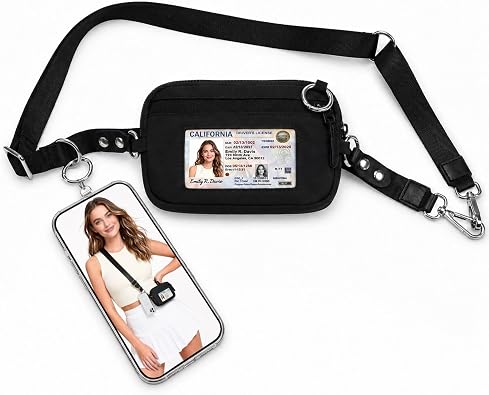 CYSIYU Small Crossbody Bag with Phone Lanyard and Wrist Strap Mini Checkered 4.5x6.5 Purse with RFID Clip and Go for Travel