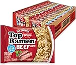 NISSIN Top Ramen Noodle Soup, Beef, 3 Ounce (Pack of 24)