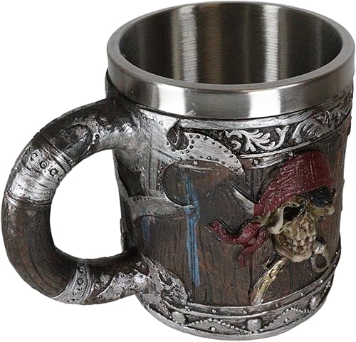 Miniatura 8 de Ebros Gift Piratas del Caribe - Bandana con calavera con espadas cruzadas, jarra, café, cerveza, taza de café, taza de cerveza Drunken Pirate's Life