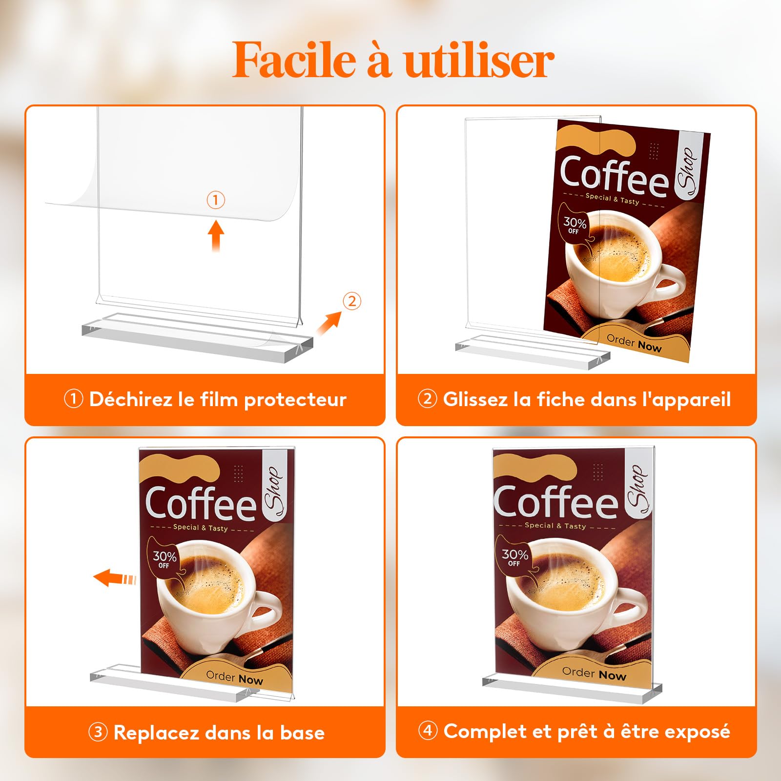 Lifewit Porte Affiche A4 Acrylique Transparent, Présentoir Table Forme T, 30x21 cm Lot 6