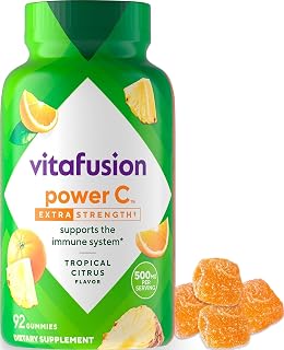Vitafusion Power C Vitamin Gummies | 500mg | 92 Gummy Vitamins | for Adult Women & Men | Extra Strength | Tropical Citrus Flavor | Gluten and Dairy-Free Supplement