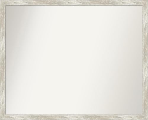 Amanti Art Custom Mirror, Crackled Metallic Narrow Bathroom Mirror, Wall Mirror or Bathroom Vanity Mirror Over Sink (26 x 32 in.) Non-Beveled