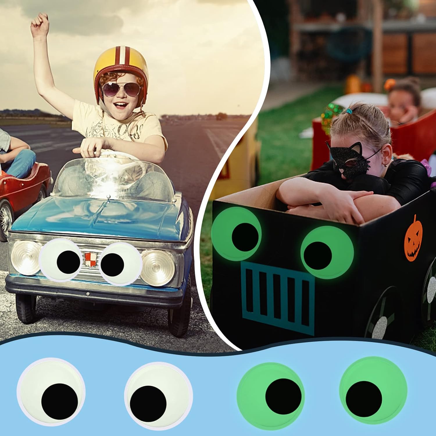7 Inch Glowing Googly Eyes | Self Adhesive, Giant Wiggle Eyes