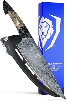 Dalstrong Chef Knife Professional- 9.5-Scorpion Series - Venom Edition - Japanese Steel Chef Knife - Spiral Sandstorm Blade Pattern - Black Honeycomb Resin Handle - w/Chef KnifeSheath
