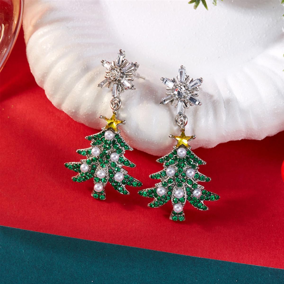 Christmas Tree Earrings for Women Colorful Crystal Xmas Tree Drop Earrings Cute Trendy Holiday Jewelry for Christmas Party - Image 5