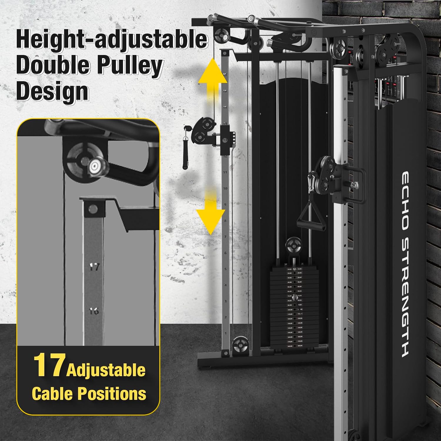 Commercial Functional Trainer Cable Machine, Multifunctional Cable Crossover Exercise Machine, All in One Home Gym System, Workout Weight Machine for Strength Training, Compact Fitness Equipment Set