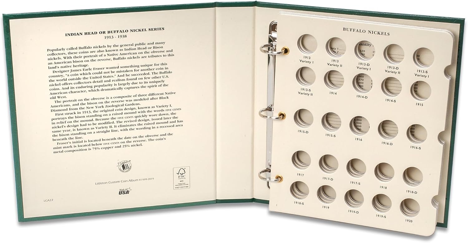 Littleton Coin Company 1913-1938 Buffalo Nickel Album Coin Storage