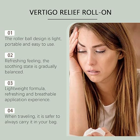 Vertigo Ease Roll On - Peppermint Oil for Vertigo Relief and Daily Care - Dizziness Relief Anti Nausea - Portable Vertigo Relief Easy to Apply