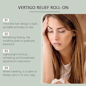 Vertigo Ease Roll On - Peppermint Oil for Vertigo Relief and Daily Care - Dizziness Relief Anti Nausea - Portable Vertigo Relief Easy to Apply