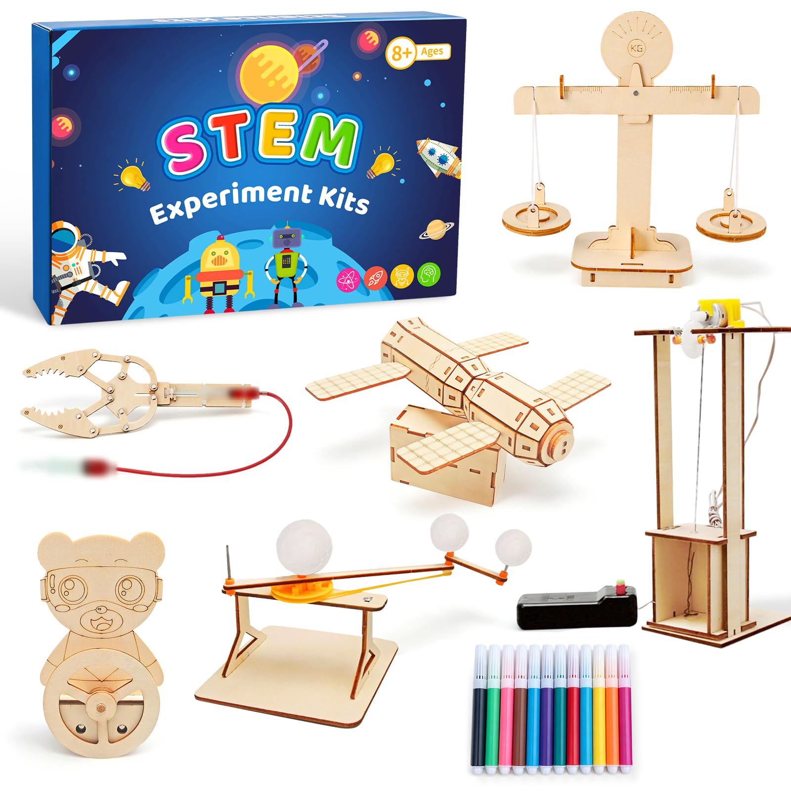 6-Piece Experiment Set for Kids 8-14 Years Old, (Holz-Experimentierset B)