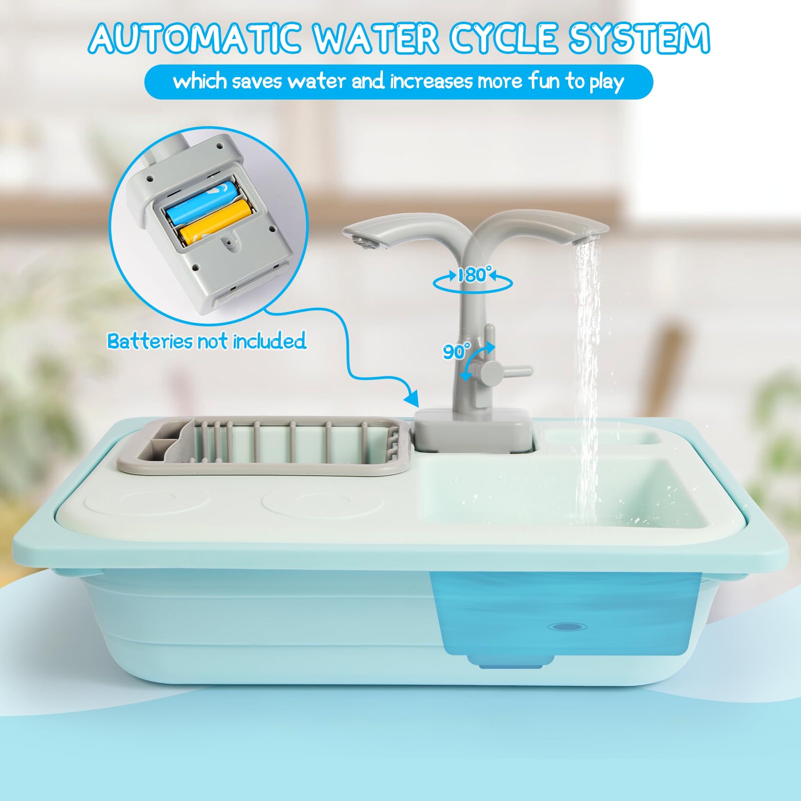 lopituwe Évier Jouet électrique Recyclage de leau Lave-Vaisselle To