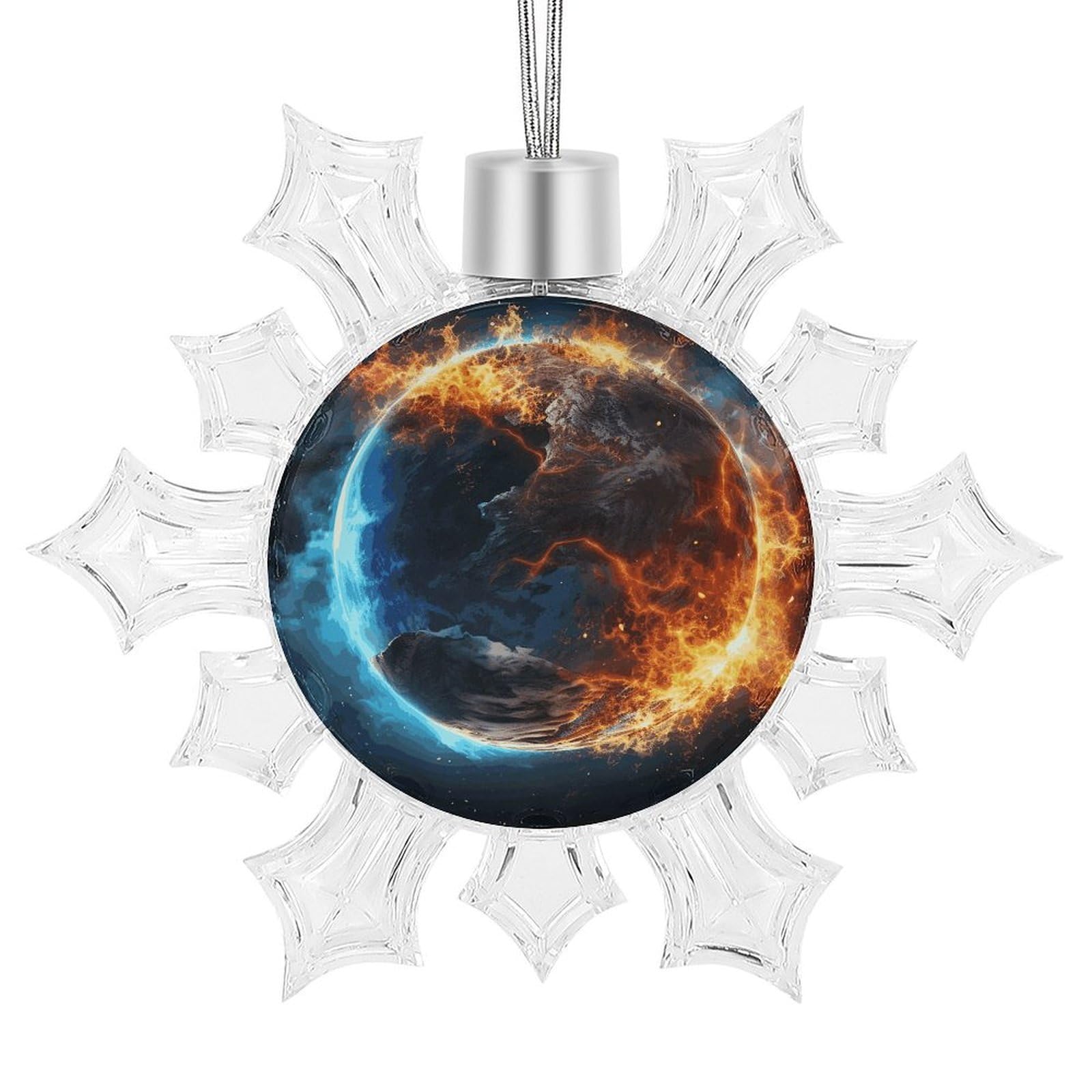 Planet Ice and Fire Snowflake Ornaments Cute Snowflake Pendant Exquisite Christmas Tree Ornaments for Christmas Weddings New Year Birthday Holiday Celebration