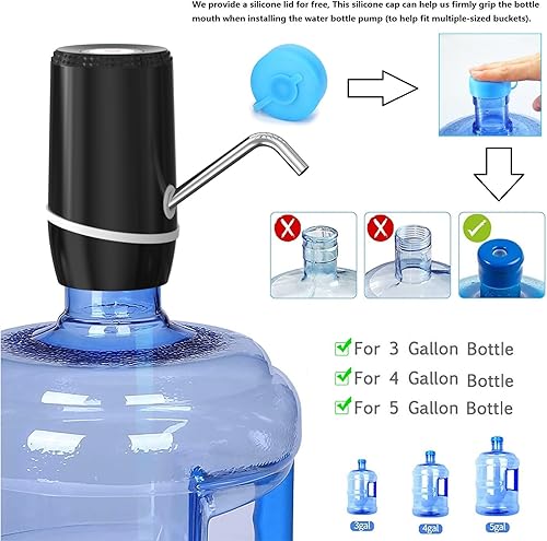 Miniatura 4 de Myvision Paquete de 2 dispensadores de agua eléctricos portátiles de 5 galones, bomba de botella de agua de carga micro USB, dispensador de agua de