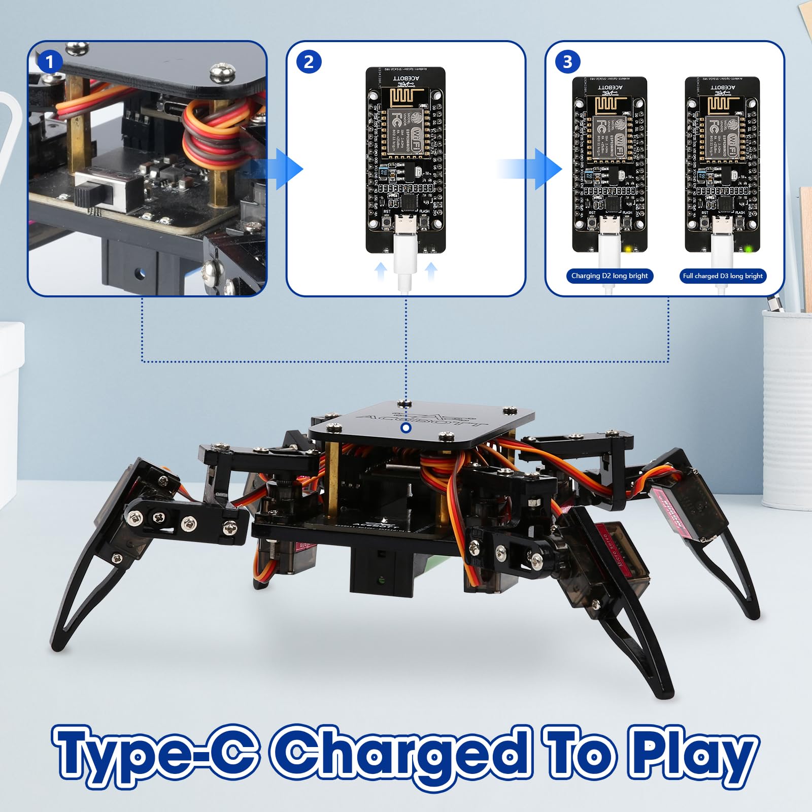 STEM Toys Programmierbares bionisches Spinnenroboter-Set, Wissenschaftsset für Kinder im Alter von 8–12 Jahren, DIY-Robotik-Bauspielzeug für Teenager, App-Fernbedienung, Jungen-Geburtstagsgeschenk
