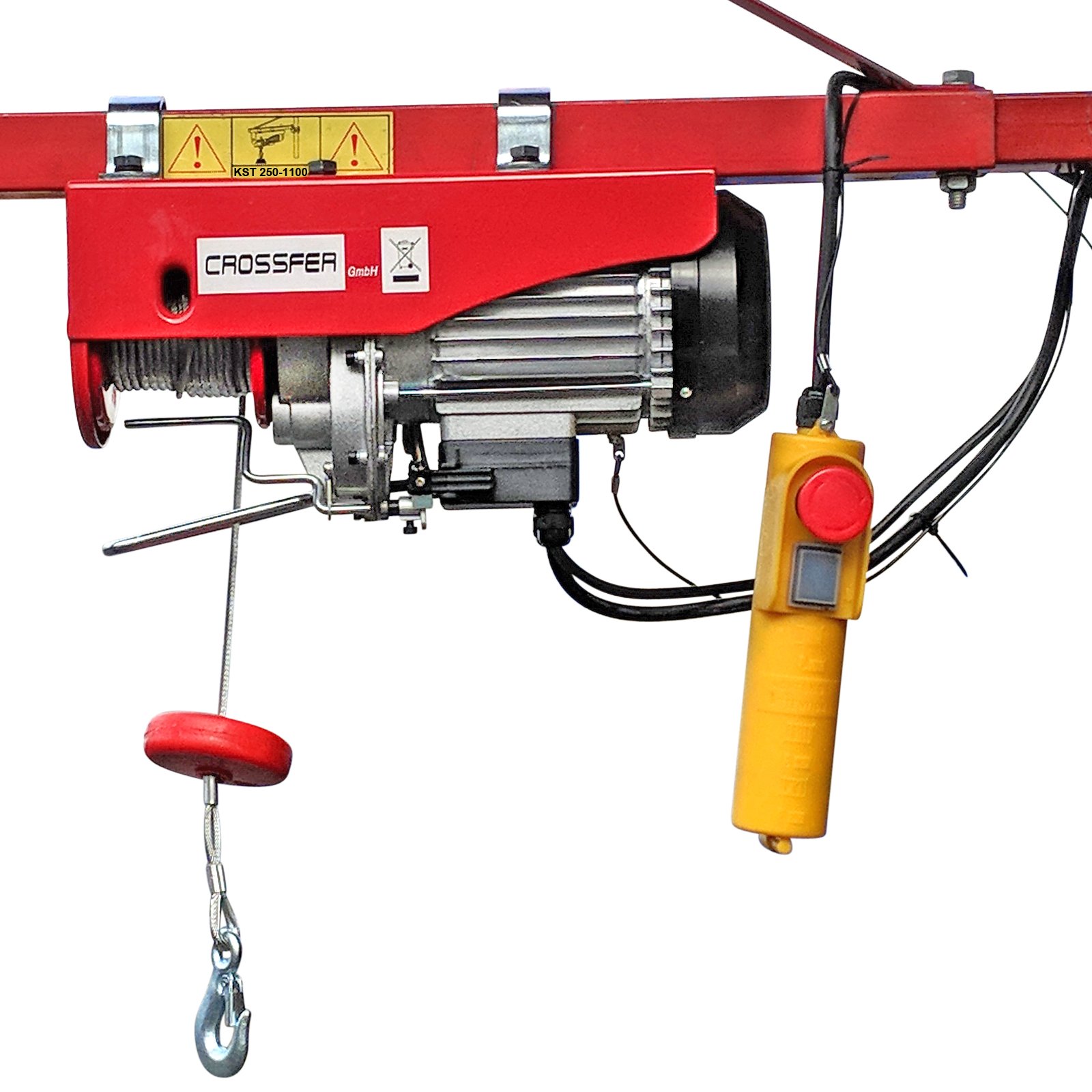 CROSSFER PA250A Elektrischer Seilhebezug 230V 250kg 12m Hubhöhe Seilwinde mit Umlenkrolle