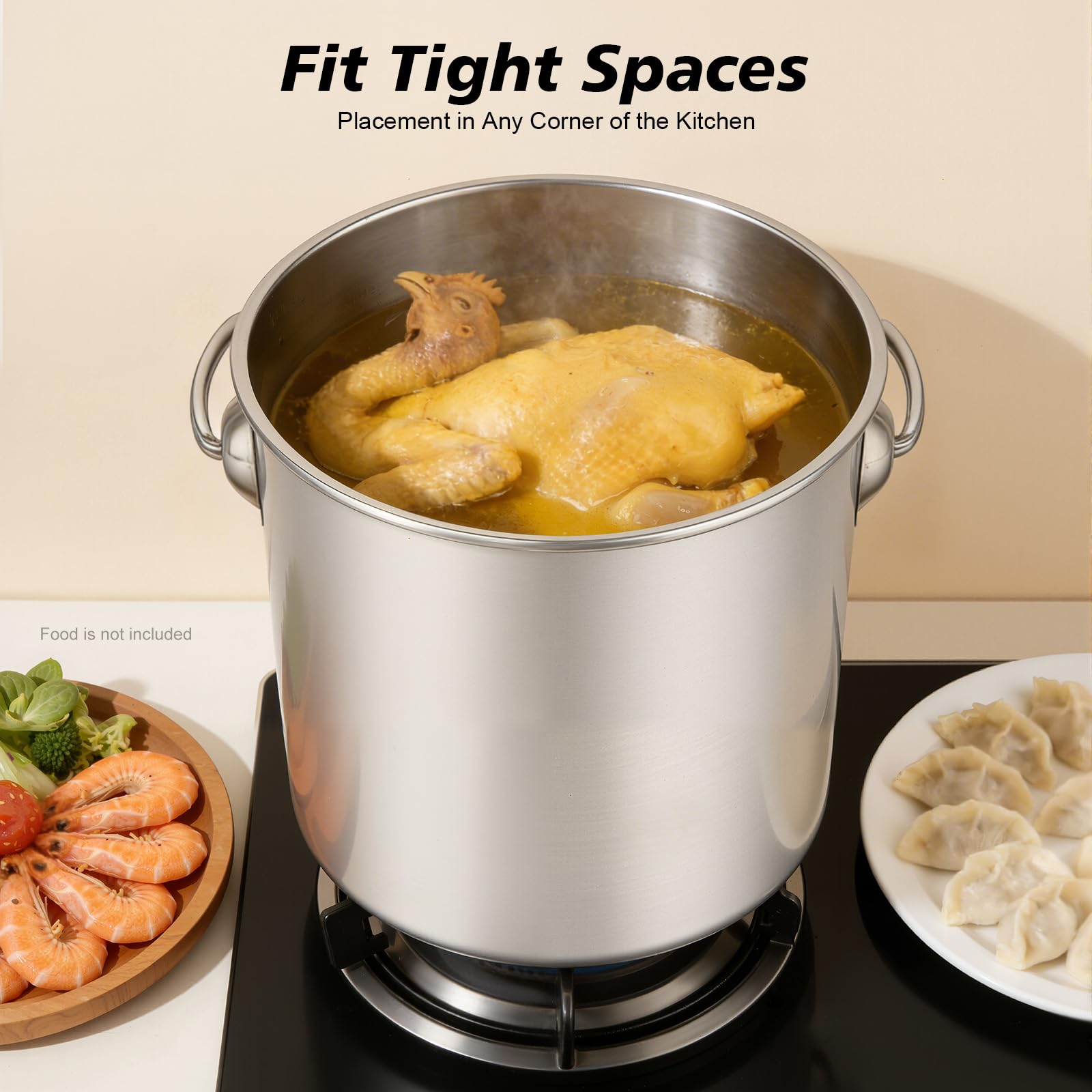 Secchio con coperchio, 12 l, in acciaio inox, per cucina e alimenti, secchio in metallo in acciaio inox, secchio per acqua con maniglia e coperchio