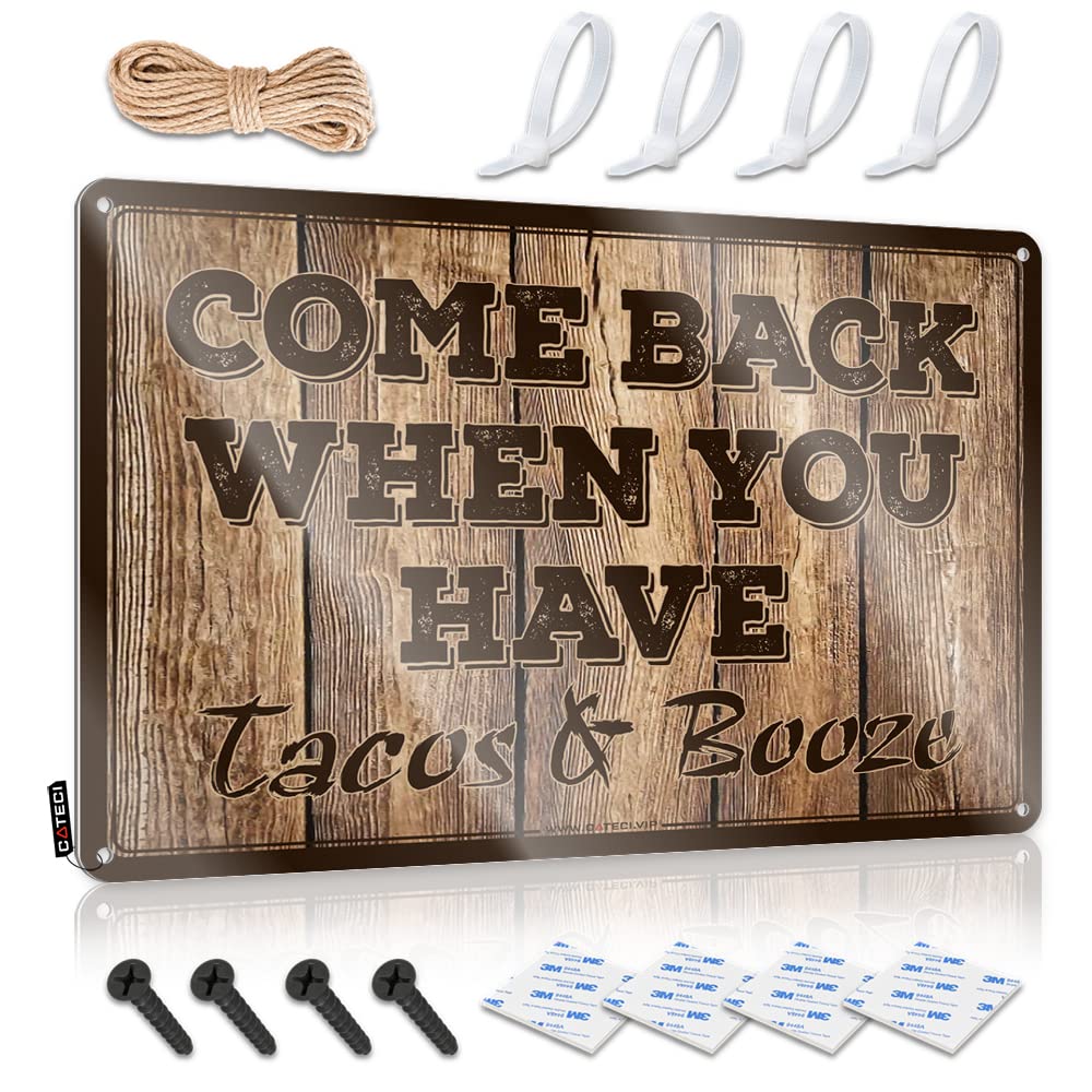 Ztbbdnqha Boys One Color Bedroom Door Sign Come Back When You Have Tacos And Booze Sign Things For Room Tin Sign Decor(30X40cm)