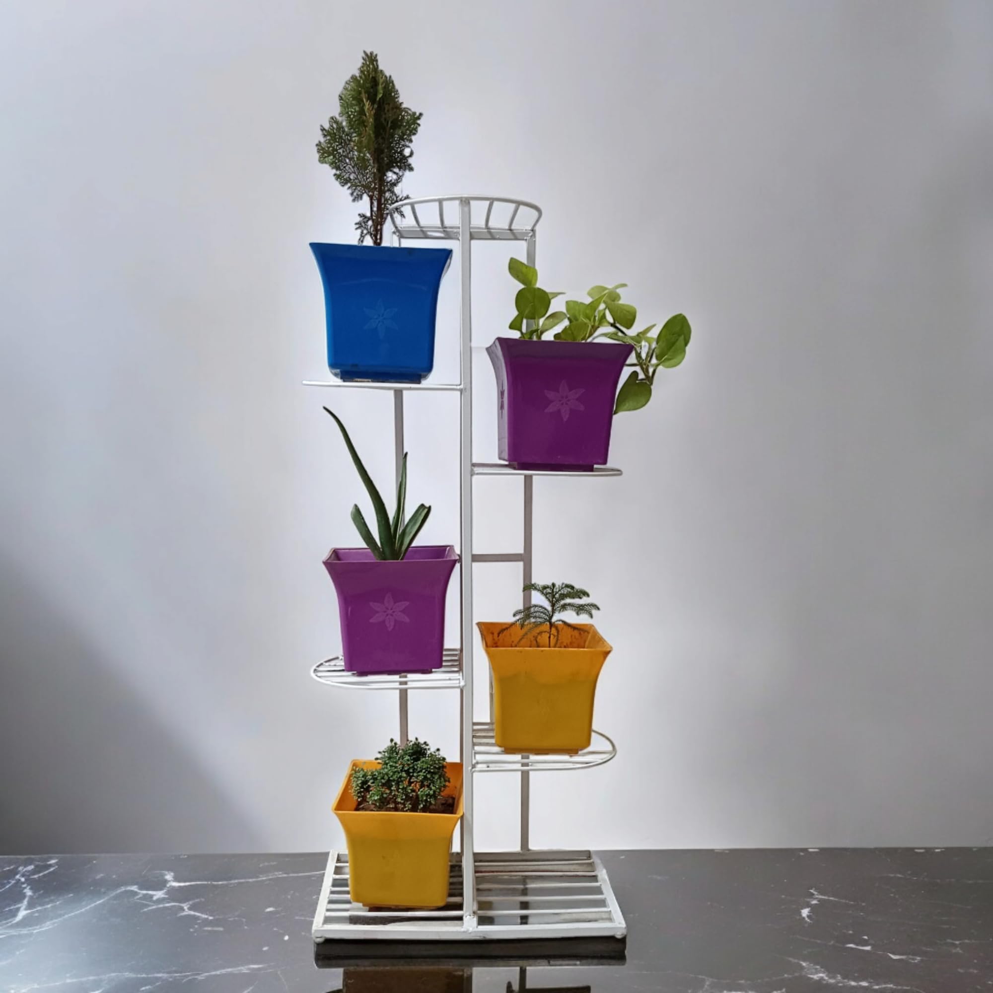 S Rock Handicrafts Metal Flower Pot Stand - Indoor 7 Layer Tier Iron Plant Pot Display Rack Plant Pot Holder Tall Plant Flower Shelf for Living Room Balcony Living room & Court Garden (White.) (B0D7TXC398) Amazon Price History, Amazon Price Tracker