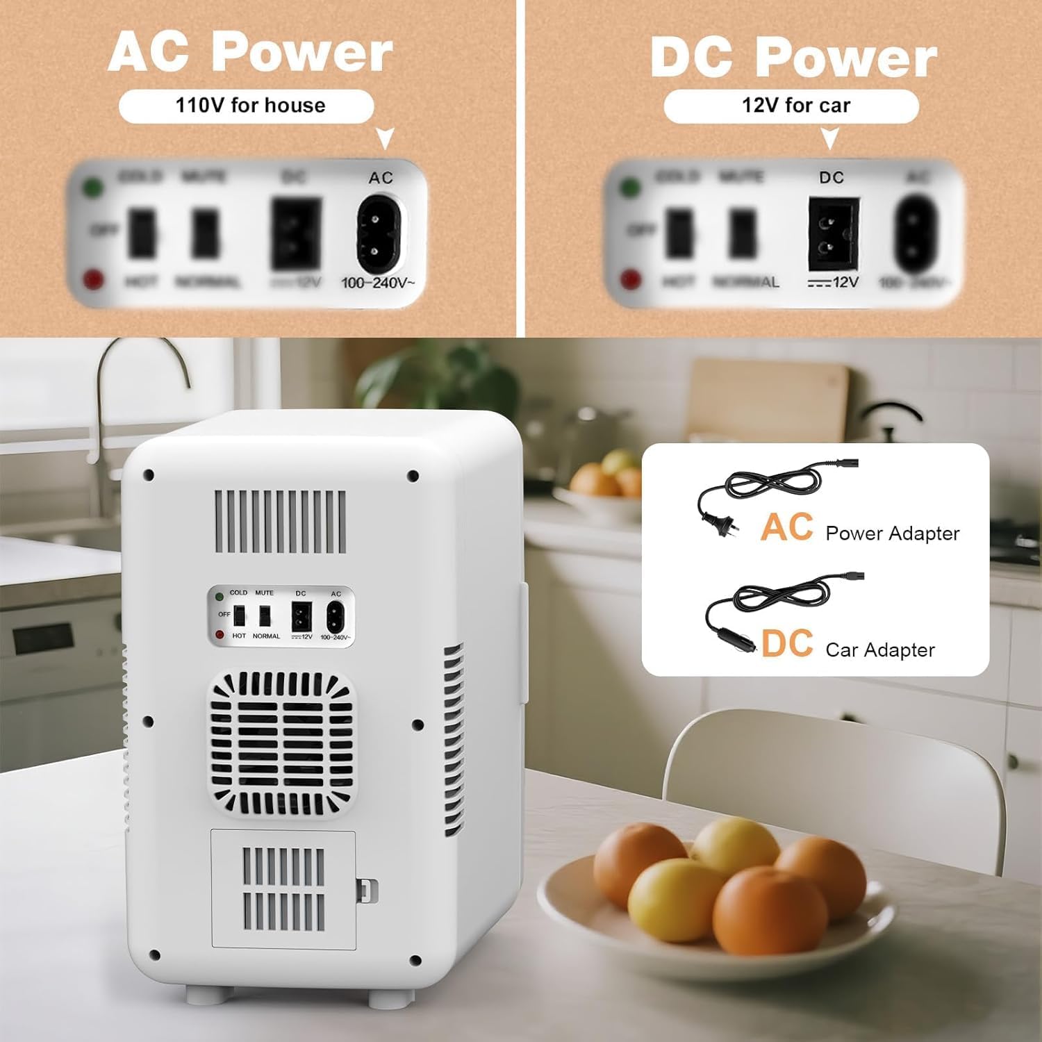 12L/22L Mini Fridge for Bedroom, Personal Small Refrigerator for Skin Care, Cosmetics, 110V/12V Portable Refrigerator Cooler & Warmer for Drinks, Food, Beauty, Makeup, Dorm, Car, Office