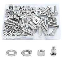 Vista 11 de Tornillo de cabeza hexagonal 1/4-20 x1 (20 unidades), tuercas de bloqueo, kits de arandelas planas y de bloqueo, acero inoxidable 304 18-8