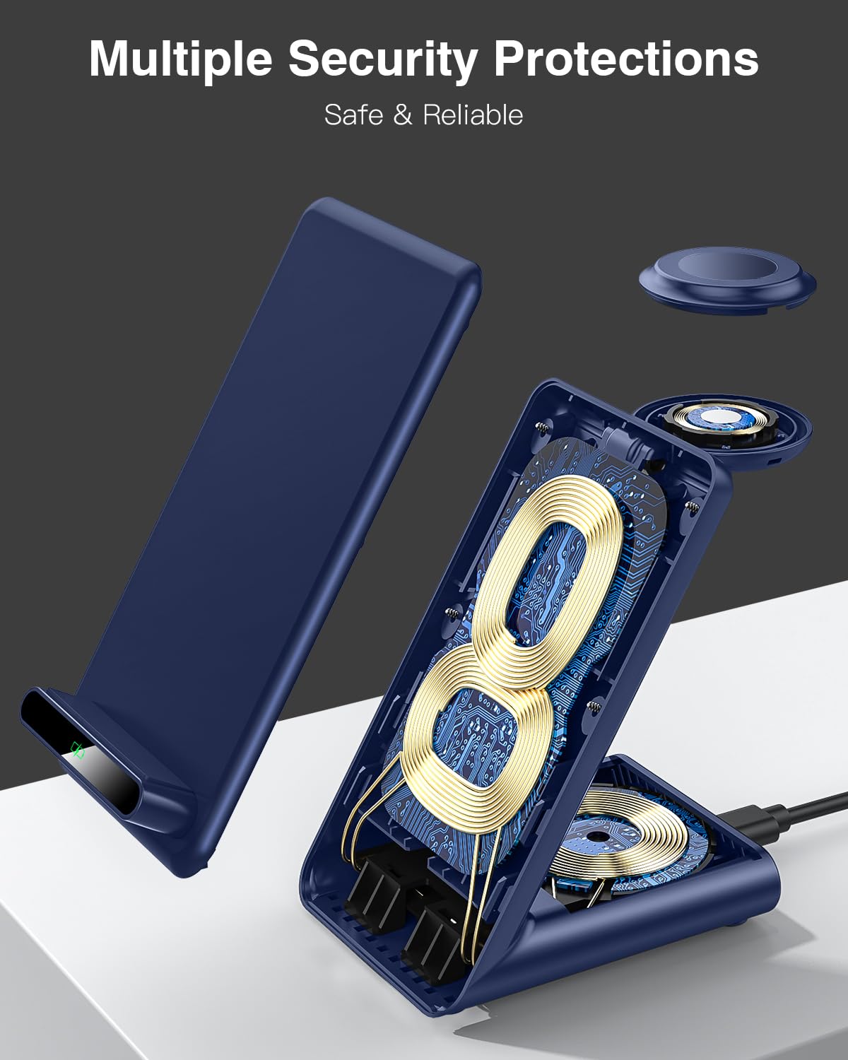 Estación de carga inalámbrica, soporte de carga 3 en 1 hecho para Apple Watch Ultra 10 9 8 7 6 SE 5 4 3, cargador inalámbrico rápido hecho para iPhone 16/15/14/13/12/11/X, para AirPods Pro (con