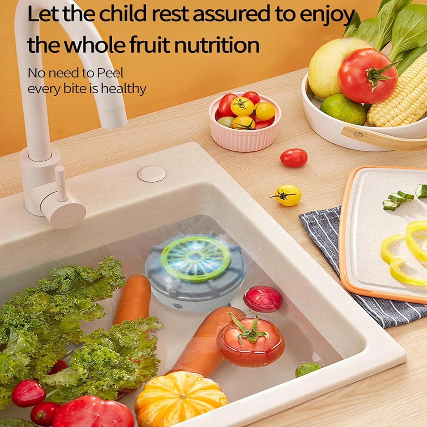 Seattleget 効率的なポータブル果物と野菜の洗濯機 超音波果物と野菜クリーナーデバイス USB自動洗濯機 果物、野菜、肉の洗