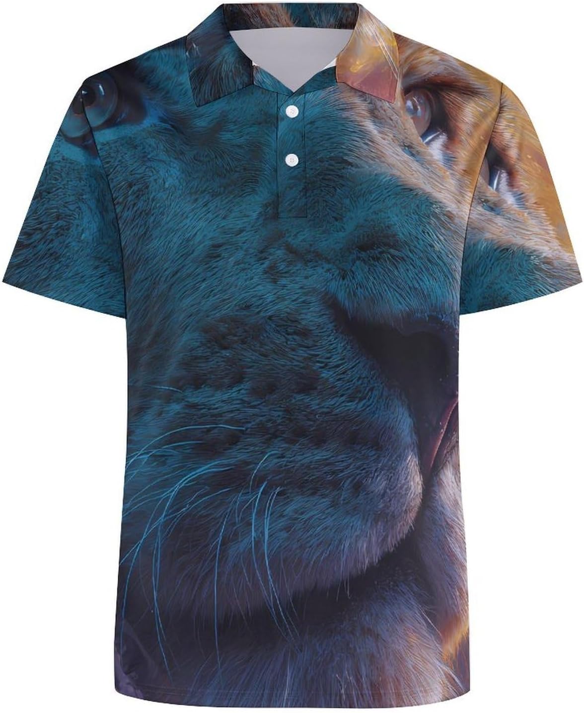 Lion Nebula Galaxy Starry Sky Men's Polo Golf Shirts Collared T-Shirt | short sleeve,three button,quick dry,machine washable,summer tee top