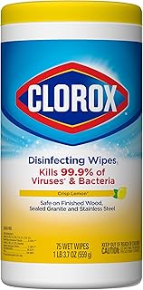 Clorox Disinfecting Wipes, Cleaning Wipes, Crisp Lemon, 75 Count, Pack of 6 (Package may vary) (Package May Vary)