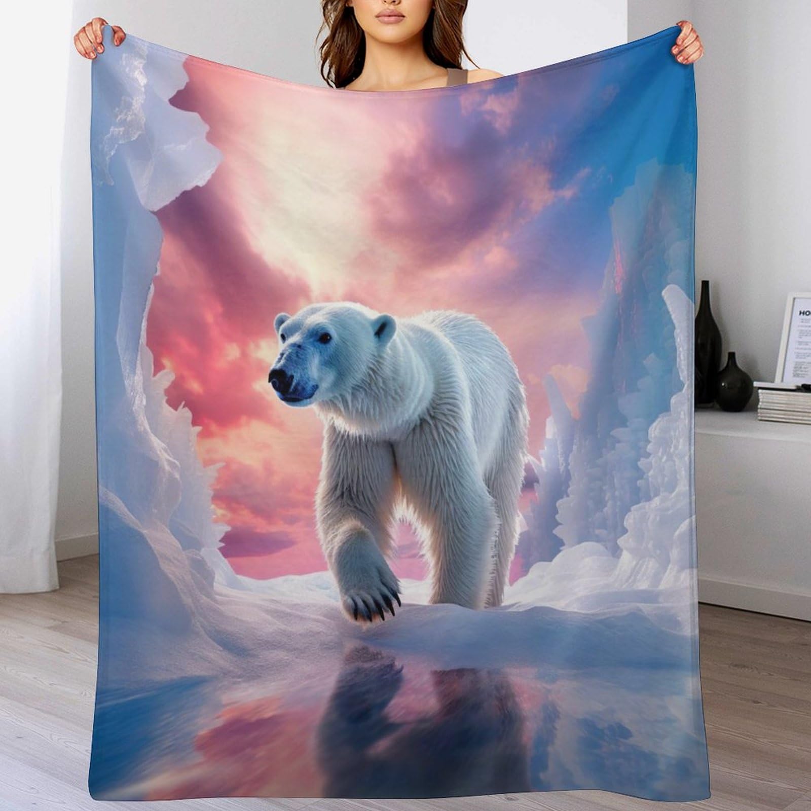Couverture canapé ours polaire pour vos soirées cocooning au salon